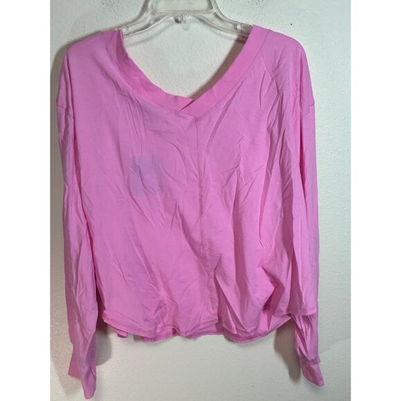 NWT JoyLab Long Sleeve T-Shirt Boxy Fit Casual Cropped Pink Size XXL - Picture 2 of 4